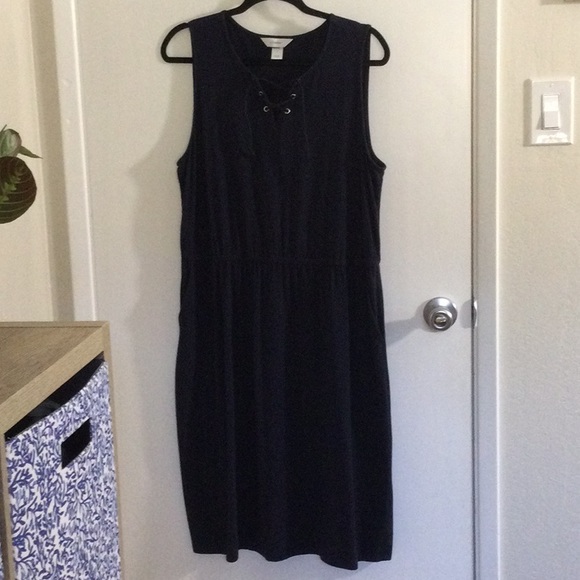 Navy blue tank dress with pockets - Picture 1 of 4